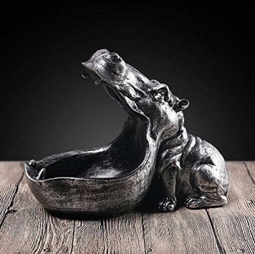 fcndsfk Decoración Estatua de Resina de hipopótamo Decoración Hippo Crafts Escultura Estatua Teléfono Clave Snack Decoración Caja de Almacenamiento Decoración del hogar Arte Regalo