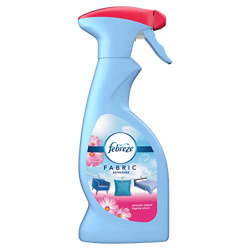 Febreze Ambientador de tela en spray de flor y brisa, limpia los olores atrapados en telas difíciles de lavar y deja un ligero aroma fresco, 375 ml