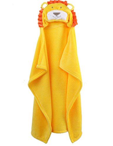 Feelme Toalla de Baño del Bebé Bata de Estar por Casa de Polar con Capucha Animales Albornoces para Niñas Niños (León)