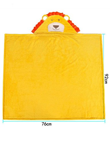 Feelme Toalla de Baño del Bebé Bata de Estar por Casa de Polar con Capucha Animales Albornoces para Niñas Niños (León)