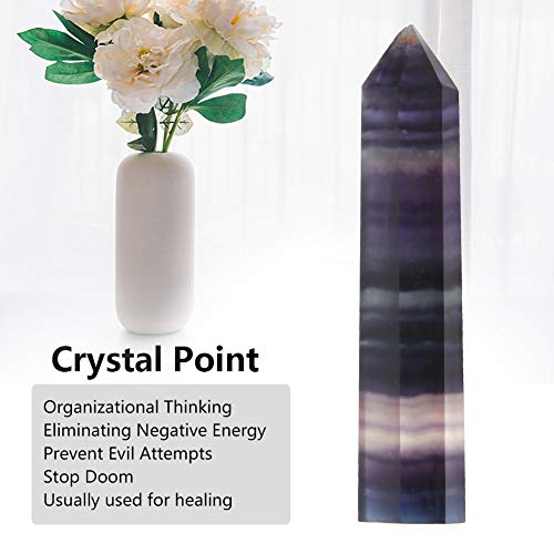 Feg Cristal Fluorita Cristal Piedra Aplicación Amplia Puntos de Cuarzo de Cristal Pilar de Cristal para Herramientas de decoración del hogar Adornos para el hogar Regalos(#2)