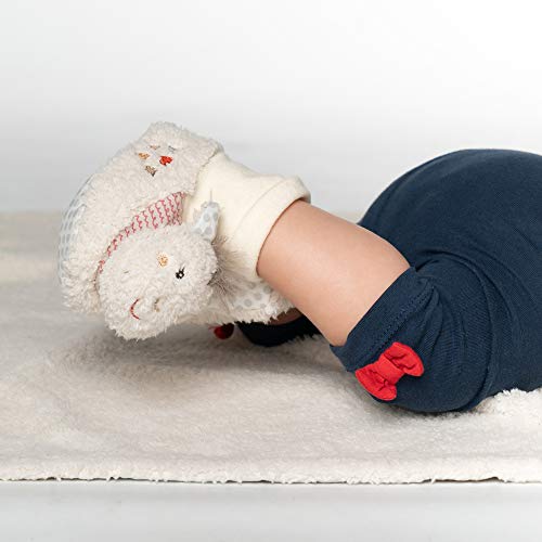 Fehn 058185 Lama - Zapatos de actividades para bebé con sonajero, diseño de cabeza de animal, color beige