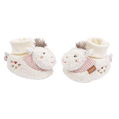 Fehn 058185 Lama - Zapatos de actividades para bebé con sonajero, diseño de cabeza de animal, color beige
