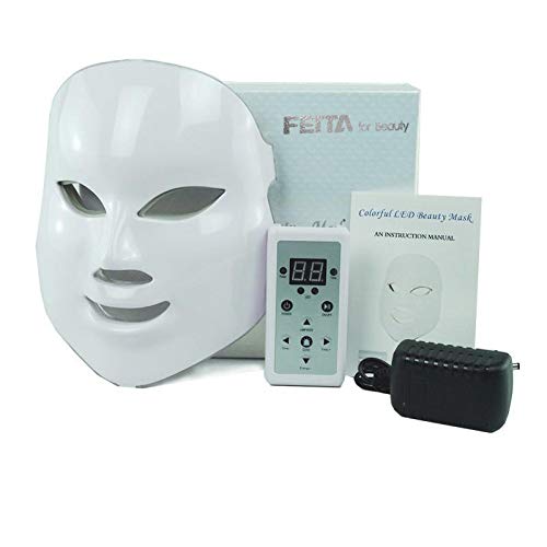 Feita - Máscara de terapia con luz LED de 7 colores, tratamiento facial para rejuvenecimiento de la piel, antienvejecimiento, reduce las arrugas, tratamiento para el cuidado de la cara