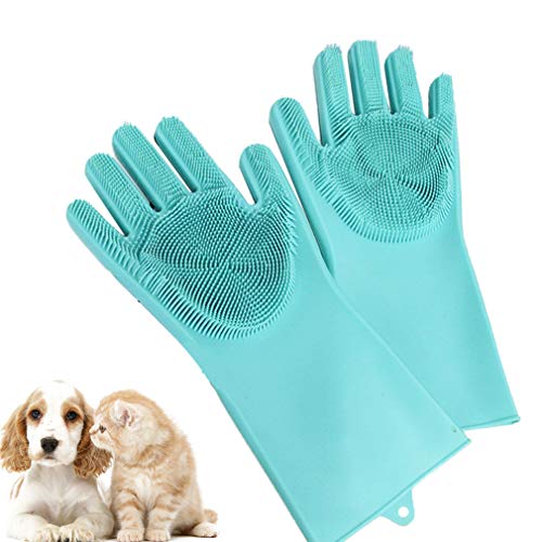 Feixiangge - Guante para mascotas, guante de aseo para perros y gatos, champú para baño, limpiador mágico para lavar platos, esponja de silicona para eliminar el pelo de mascotas