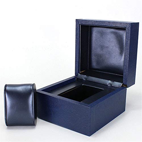 Feixunfan Caja de Reloj del Caso de exhibición de 1 Single PU del Reloj del Reloj del Cuero Caja de Almacenamiento para coleccionistas (Color : Blue, Size : 11.5X11.5X8.5CM)