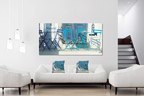 Feliz villa - Cuadro XXL de pared (80 x 40 cm, impresión sobre lienzo, bastidor de 2 cm), diseño de Grecia