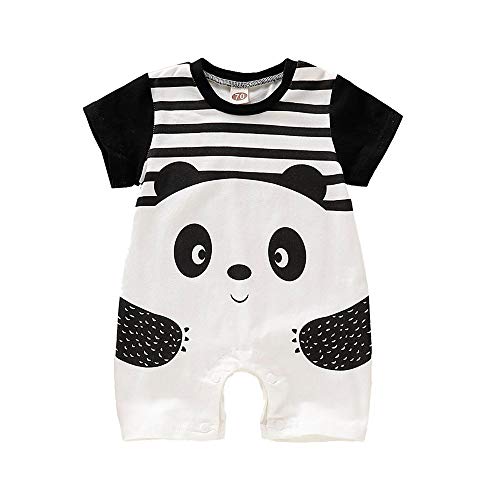 FELZ Bebé Mono,Verano Verano Mameluco de Manga Corta Estampado Panda a Rayas Mono Conjuntos Moda Linda Fiesta De Cumpleaños Regalo Verano Pijamas Bebe niña niño