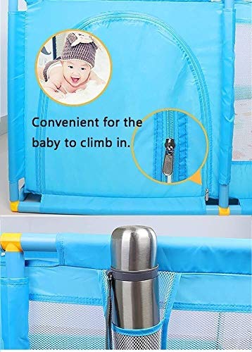 FENCE Área de Juego de la Cerca del bebé, Red Impermeable y Transpirable: fácil de Instalar, Corrales de Interior for bebés (Color : Blue)