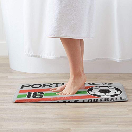 fenrris65 Euro 2016 Football Portugal Ball Grey Door Mat Entrance Non-Slip Bath Mat Kitchen Floor Carpet Mat 19.5 X 31.5 Inch Absorbent Area Rugs