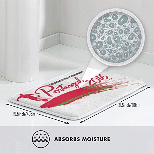 fenrris65 Euro 2016 Football Portugal Blast White Door Mat Entrance Non-Slip Bath Mat Kitchen Floor Carpet Mat 19.5 X 31.5 Inch Absorbent Area Rugs