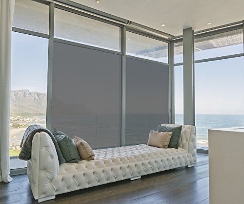 FENTIS Película para Ventana Solar Película de vidiro unidireccional Lámina de protección Solar Resistente a los Rayos UV No Pegamento Autoadhesiva, Color Negro, Ideal para hogar y oficia