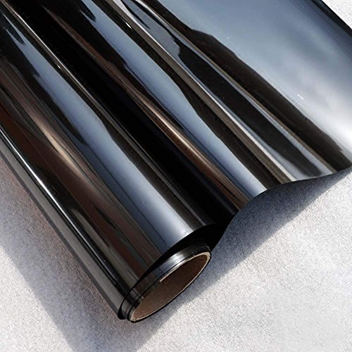 FENTIS Película para Ventana Solar Película de vidiro unidireccional Lámina de protección Solar Resistente a los Rayos UV No Pegamento Autoadhesiva, Color Negro, Ideal para hogar y oficia