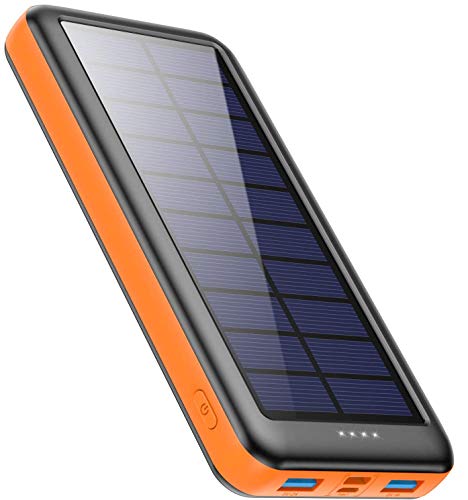 Feob Cargador Solar 26800mah, Power Bank Solar【2020 IC de Control Inteligente】con Entradas de Tipo-C, Micro USB o Paneles Solares, Carga Rápida Batería Externa Universal para Smartphones, Tabletas