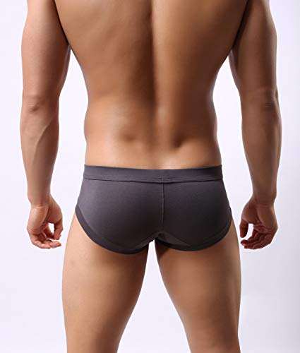 FEOYA - (Pack de 4 Shorts Hombre Bóxer Cazoncillos Briefs Slip Transpirable de Cintura Baja Elástico de Modal Suave - XL - Azul,Marrón,Gris,Negro