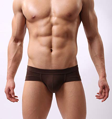 FEOYA - (Pack de 4 Shorts Hombre Bóxer Cazoncillos Briefs Slip Transpirable de Cintura Baja Elástico de Modal Suave - XL - Azul,Marrón,Gris,Negro