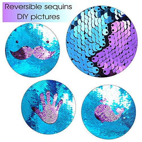 FEPITO 6 PCS Juego Lentejuelas Sirena con cordón Mochilas con Pulseras de Palma y Diadema, Lentejuelas mágicas Brillo Reversible Bolsa de Gimnasio para Regalo de cumpleaños Favores de Fiesta