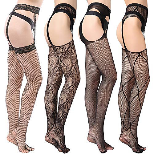 FEPITO 8 en medias de rejilla medias de malla para muslo medias altas de malla para mujeres