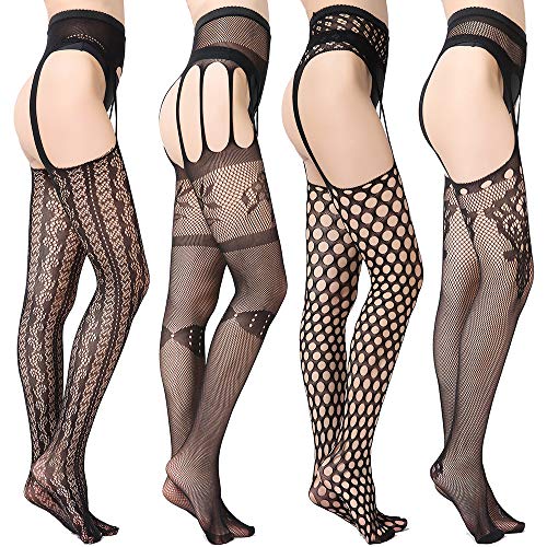 FEPITO 8 en medias de rejilla medias de malla para muslo medias altas de malla para mujeres
