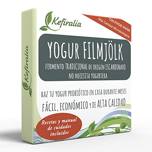 Fermento de Yogur Filmjolk (Reusable de forma ilimitada) + Instrucciones + Recetas + Ayuda y asesoramiento en español - KEFIRALIA®