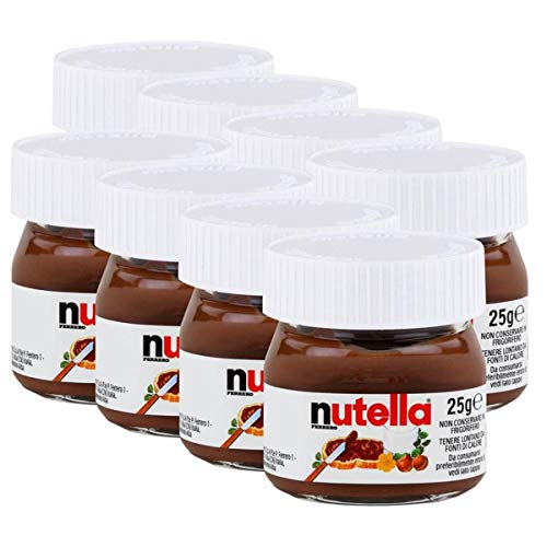 FERRERO Nutella - Botes de Nutella en miniatura de cristal, set de 8 unidades de 25 g, crema de avellanas y chocolate para untar
