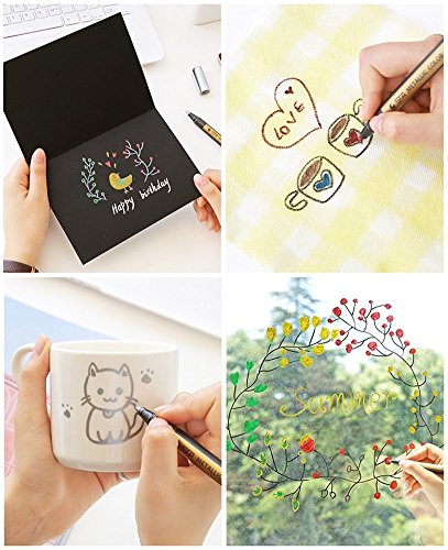 Ferryman Bolígrafos metálicos, para la fabricación de tarjetas, uso en cualquier superficie de papel, pintura rupestre, vidrio, plástico, cerámica, madera, álbum de fotos DIY (10 colores)