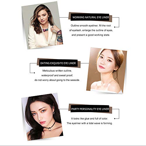 Fesjoy Lápiz delineador de Ojos, colorante Fino Profesional Smokey Eye Makeup Eyeliner líquido Black Eye Liner Pen Impermeable Natural de Larga duración