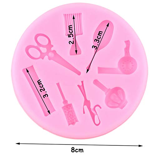 FGSDG Woman Hair Beauty Makeup Tools Comb Curling Mirror Scissor Dryer Silicone Molds Chocolate Candy Fondant Cake Decorating Tools