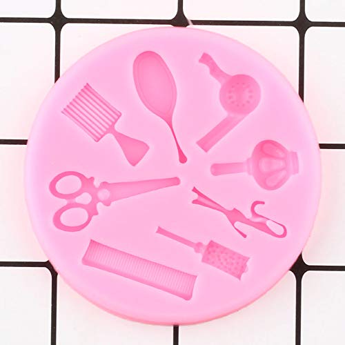 FGSDG Woman Hair Beauty Makeup Tools Comb Curling Mirror Scissor Dryer Silicone Molds Chocolate Candy Fondant Cake Decorating Tools