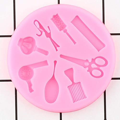 FGSDG Woman Hair Beauty Makeup Tools Comb Curling Mirror Scissor Dryer Silicone Molds Chocolate Candy Fondant Cake Decorating Tools