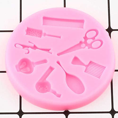 FGSDG Woman Hair Beauty Makeup Tools Comb Curling Mirror Scissor Dryer Silicone Molds Chocolate Candy Fondant Cake Decorating Tools