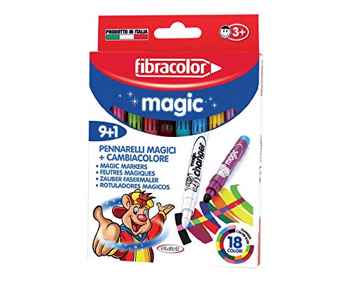 Fibracolor Magic Pack de 9 rotuladores con tinta mágica de punta gruesa + 1 marcador de color cambiante