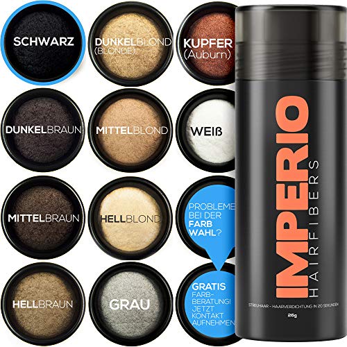 Fibras capilares Imperio – Para disimular la caída de cabello – Microfibras naturales de algodón resistentes – Negro