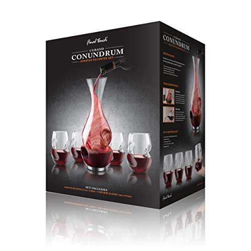 Final Touch estatólatra vino tinto juego de decantador botella de agua estatólatra 375 ml y rojo estatólatra copas de vino 473 ml - Juego de Exclusive en caja de regalo