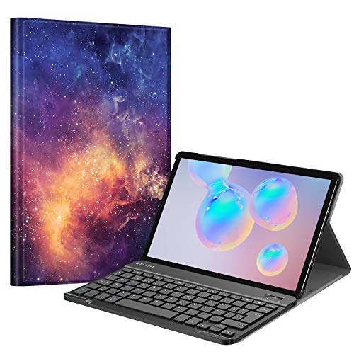Fintie Funda con Teclado Español Ñ para Samsung Galaxy Tab S6 10.5" 2019 (SM-T860/T865) - Carcasa [Admite Carga de S Pen] y Teclado Bluetooth Inalámbrico Magnético Desmontable, Galaxia