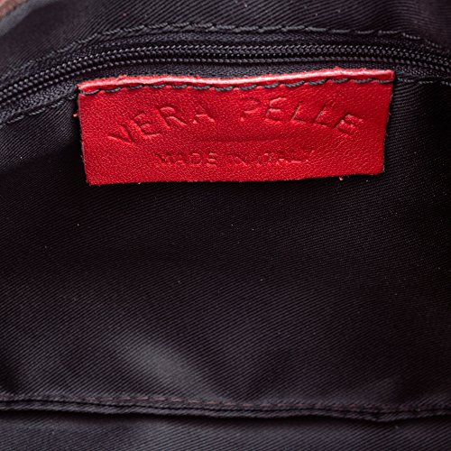 FIRENZE ARTEGIANI. Allerona Bolso de Mano Mujer.Piel auténtica Dollaro .Made in Italy. Vera Pelle Italiana.24x2x14,5 cm. Color: Marrón