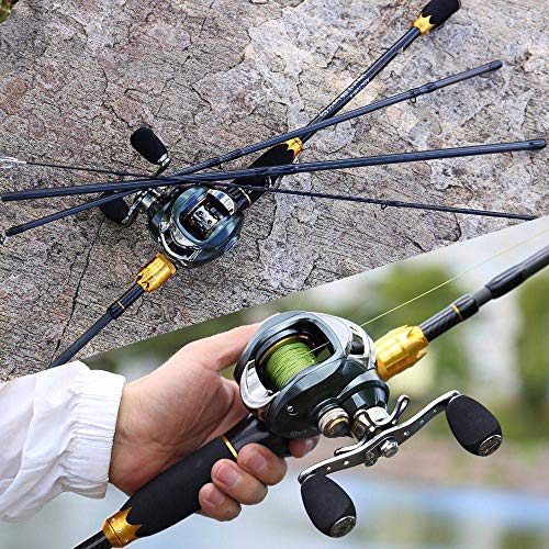 FISHYY Caña De Pescar Señuelos De Pesca con Caña De Pescar Y Carrete 4 Secciones Carbon Spinning Señuelos De Pesca Y Fundición Conjuntos De Carretes De Pesca