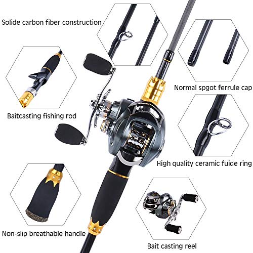 FISHYY Caña De Pescar Señuelos De Pesca con Caña De Pescar Y Carrete 4 Secciones Carbon Spinning Señuelos De Pesca Y Fundición Conjuntos De Carretes De Pesca