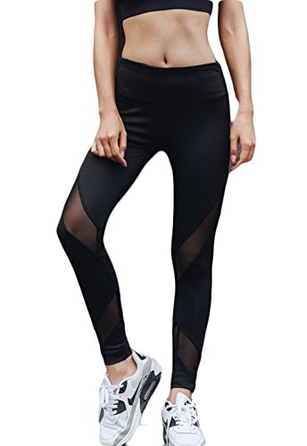 FITTOO Mallas Leggings Mujer Yoga de Alta Cintura Elásticos y Transpirables para Yoga Running Fitness36k #6 Negro Small