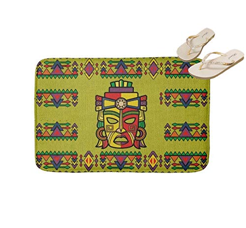 fivetwo - Alfombrilla de baño Antideslizante (75 x 45 cm), diseño de máscara de Inca Maya