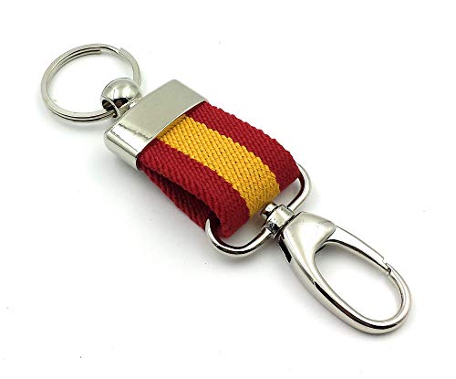 FJR-ArtPiel - Llavero bandera de España lona Ubrique con mosquetón de seguridad - Calidad Extra
