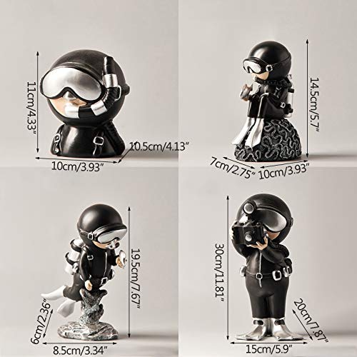 FKERYE El Nuevo diseño del buceador Escultura Miniatura Modelo Ecológico estatuilla for la decoración casera Oficina Crafts Decoración Adornos niños de Juguete (Color : A)