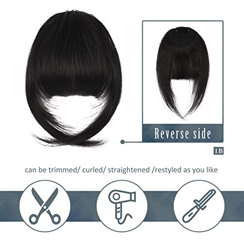 Flequillos postizos, BARSDAR 100% pelo natural humano flequillo clip en flequillo francés Flequillo limpio con patillas Clip en flequillo flequillo Cabello real para mujeres Color natural