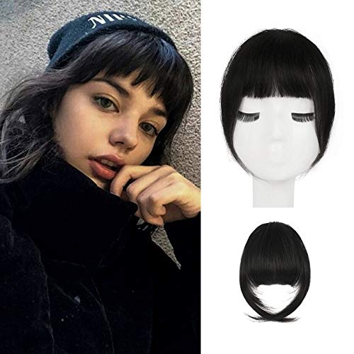 Flequillos postizos, BARSDAR 100% pelo natural humano flequillo clip en flequillo francés Flequillo limpio con patillas Clip en flequillo flequillo Cabello real para mujeres Color natural