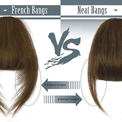 Flequillos postizos, BARSDAR 100% pelo natural humano flequillo clip en flequillo francés Flequillo limpio con patillas Clip en flequillo flequillo Cabello real para mujeres Color natural