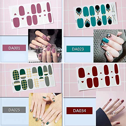 FLOFIA 16 Hojas Pegatinas Uñas Decorativas Nail Stickers Full Cover Etiqueta Adhesiva Uñas Cubierta Completa Corazón Hojas Calcomanías Etiqueta Engomada Uñas Autoadhesivas para Arte de Uñas DIY