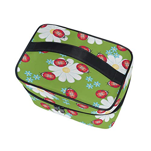 Flor De Mariquita Bolsa Mochila de Maquillaje Almacenamiento Organizador de Cosméticos Portátil Estuche para Mujeres Señoras Niñas