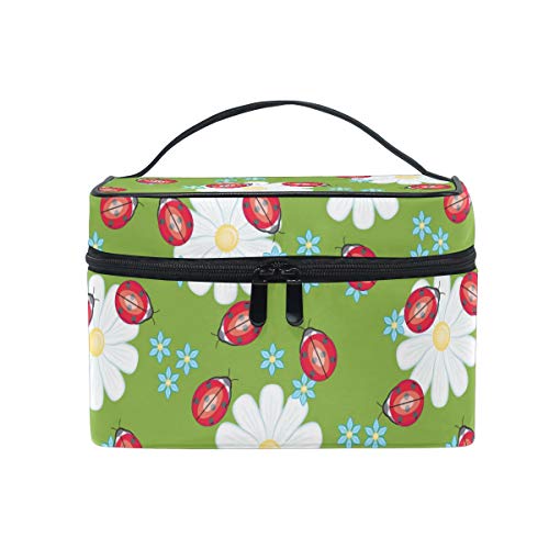 Flor De Mariquita Bolsa Mochila de Maquillaje Almacenamiento Organizador de Cosméticos Portátil Estuche para Mujeres Señoras Niñas