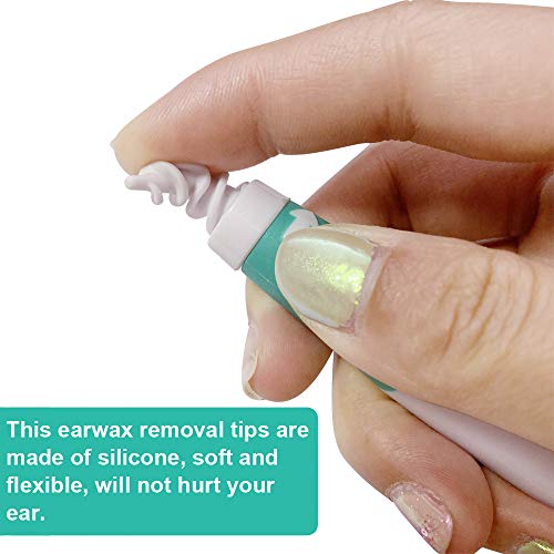 Flying swallow Kit Limpiador para Oídos, Limpiador de Cera de Oídos con Punta Suave en Espiral y 15 Puntas Remplazables de Silicona para la Higiene de Toda la Familia