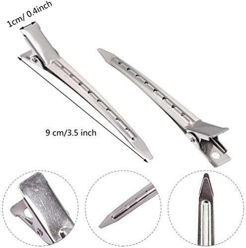 FLZONE Pinza de Pelo de Duckbill de Metal Pinza de Cocodrilo de Pelo Clips de Riza Clips de Seccionamiento con Agujeros pinzas profesionales para el cabello,bricolaje（12 piezas)